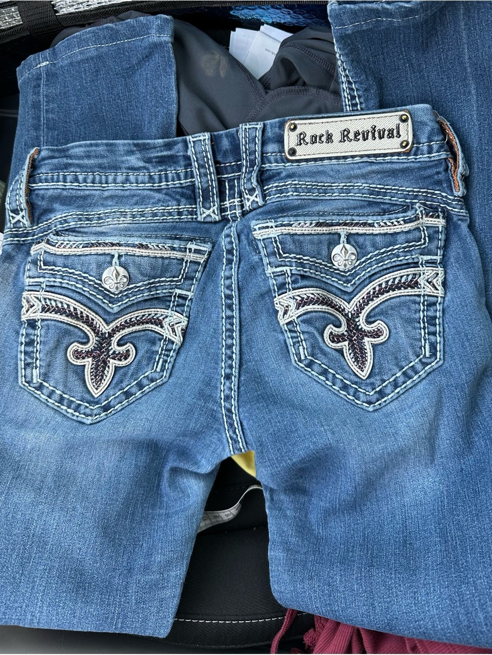 Rock Revival Women's Blue Embroidered Pocket Boot Cut Jeans